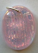 Click for a larger photo of the Clear Glass on Pink Rib Patterned Oval Shaped Necklace