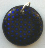 Click for a larger photo of the Textured Purplish Blue Polka Dot Patterned Round Shaped Necklace