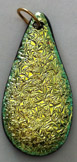 Click for a larger photo of the Textured Yellow Krinkle Glass Teardrop Shaped Necklace